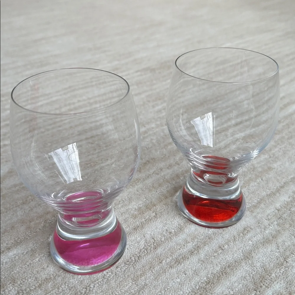 Vintage Set of 2 Colony Calypso Multi Color Drinking Glasses - Cocktail Tumblers
